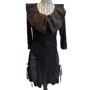 Paolo Tricot Dress, black, size Large, sheer sleeves, gothic,‎ fairy core, Y2K